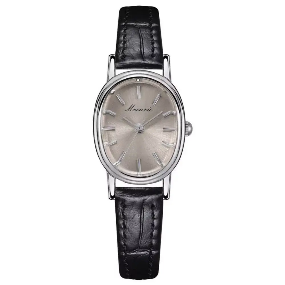 Elegant Alloy Oval Quartz Wristwatch Faux Leather Quartz Movement Egg Shape Ladies Watch Oval Luxury Women Watch Gift