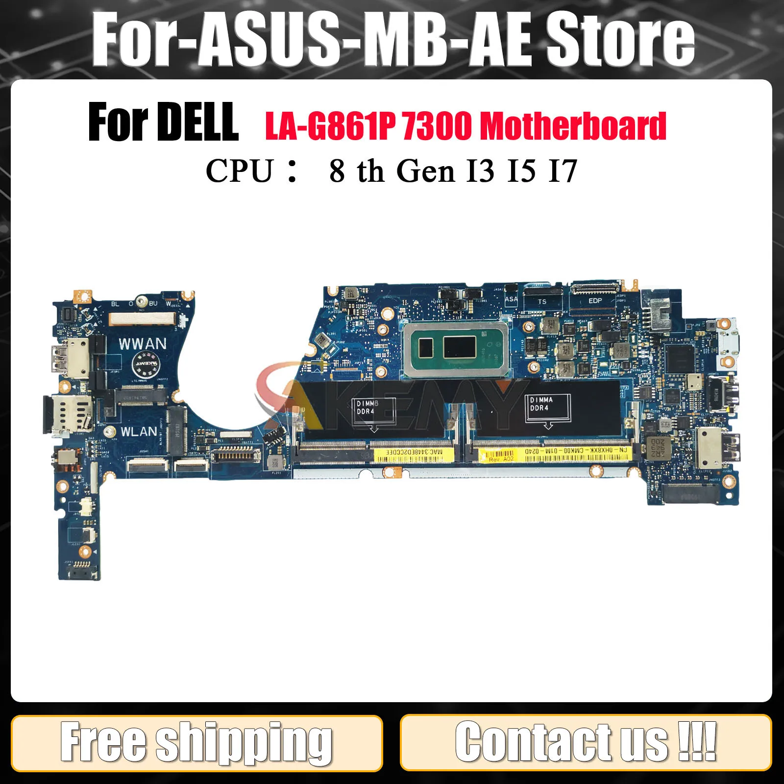 

Процессор i5 i7 8-го поколения для Dell Latitude 7370 LA-G861P EDC30, материнская плата для ноутбука 09XFPT 0HX8XK 0TCDGC, материнская плата для ноутбука, протестирована нормально