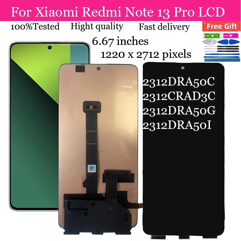 6.67''Original For Xiaomi Redmi Note 13 Pro 5G LCD 2312DRA50C 2312CRAD3C Display Touch screen