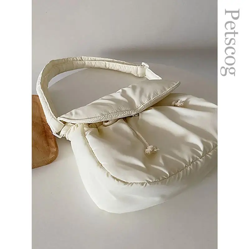 Bolso de hombro cruzado informal de algodón suave para mujer, bandolera blanca de gran capacidad, bolso de estudiante, bolsos sencillos de moda para