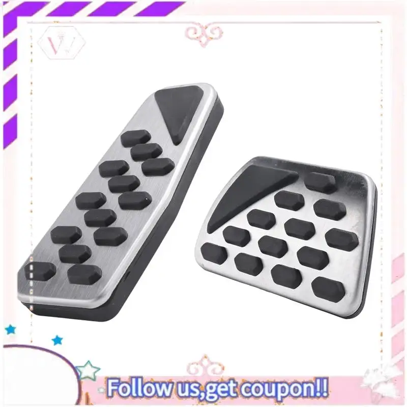 

A76T-Gas And Brake Pedal Cover Auto Stainless Steel Foot Pedal Pad Kit For 2018-2019 Jeep Wrangler Jl Models, 2 Pcs