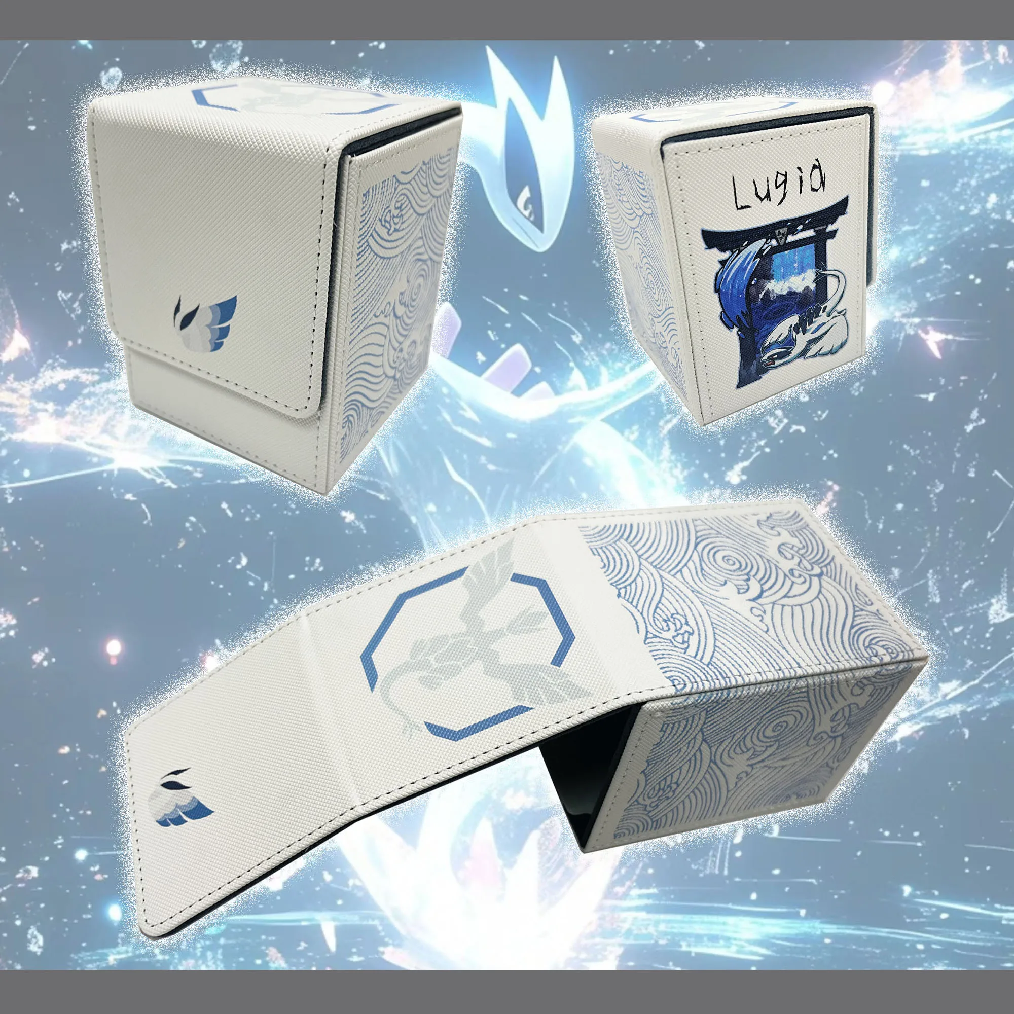 Diy Self Made PTCG Lugia Collection Card Storage Box PTCG Lugia High-End Pu Leather Magnetic Card Box Anime Cards Gift Toys