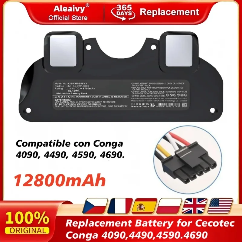 

100% Brand - New 14.8V 12800mAh Battery as Replacement for Cecotec Conga 4090 4490 4590 4690 Robot Vacuum - Great Accessory