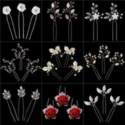 Floral Pearl Beaded Hair Stick Crystal Hair Bridal Hairpins Accessories Hairpins Pearl Hair Ornament Rhinestone Hairpins