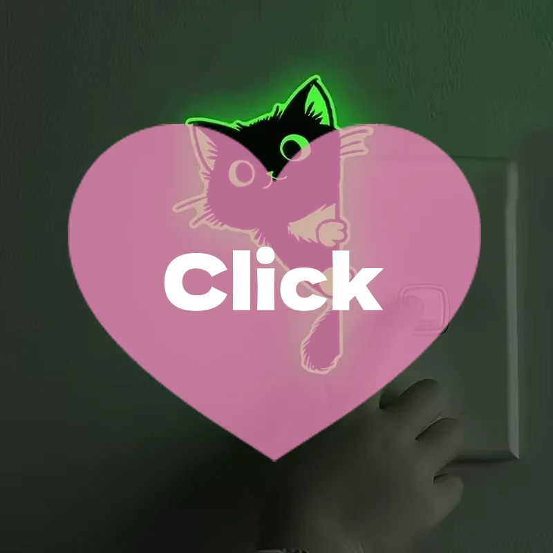 Sweet Self-Adhesive Luminous Cat Wall Decals PVC Cute Glowing Cat Stickers Home Decor Funny Cat Switch Stickers Dorm Room