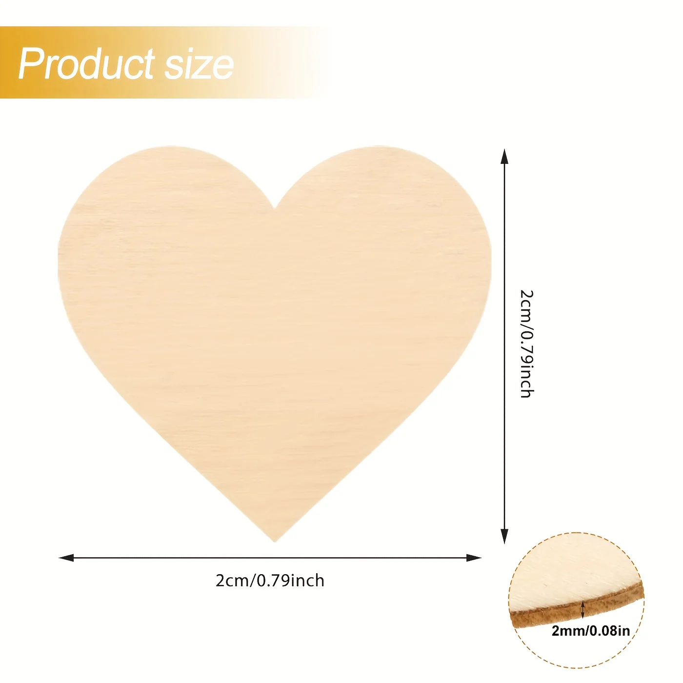 100/200 Pieces Wooden Heart-Shaped Crafts, 2cm/0.79in Small Wooden Heart-Shaped Slices, Unfinished Hearts, Signs, Labels, Blank