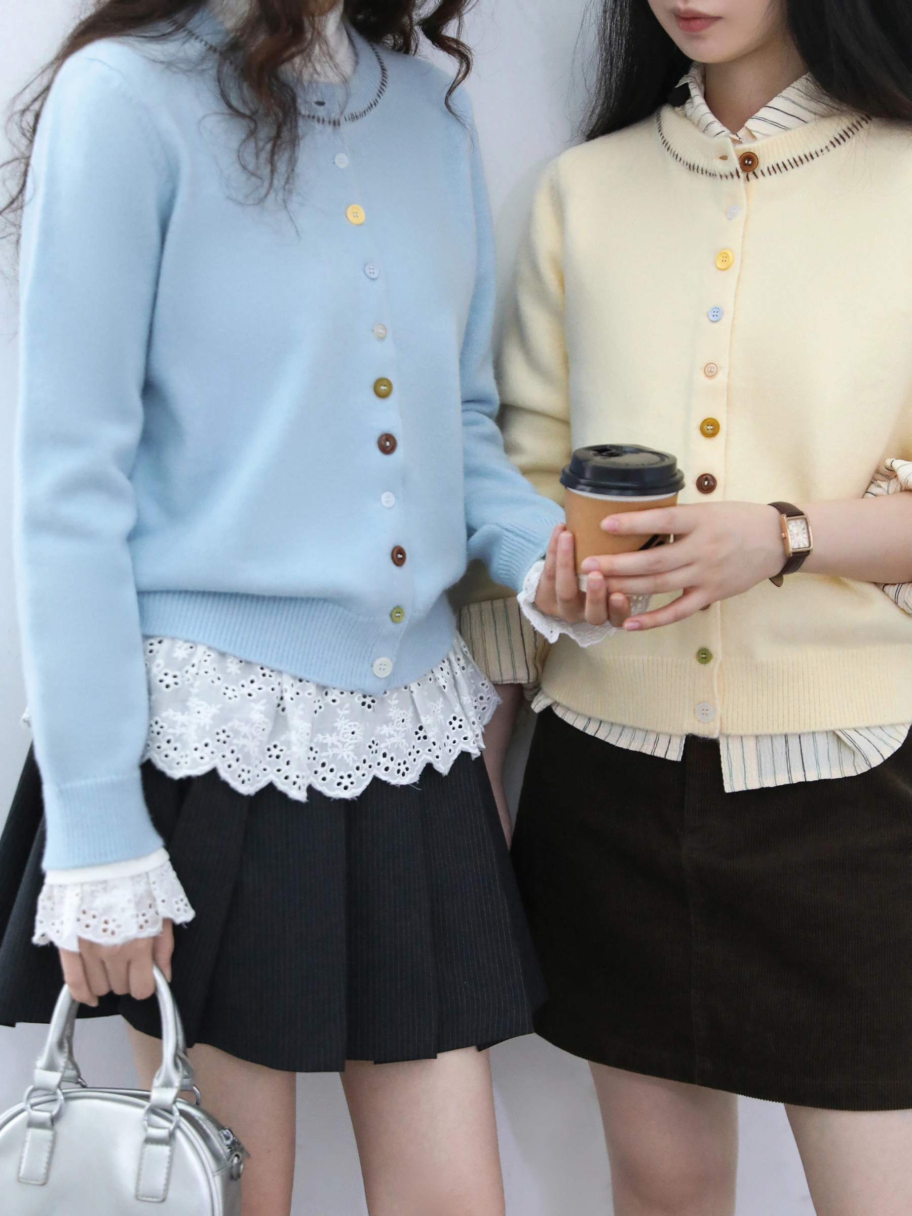 

Ретро Повседневный дизайн Цветная строчка Круглый свитер Кардиган Женская верхняя одежда Chicven Commute Sle Свободный крой Длинный ...