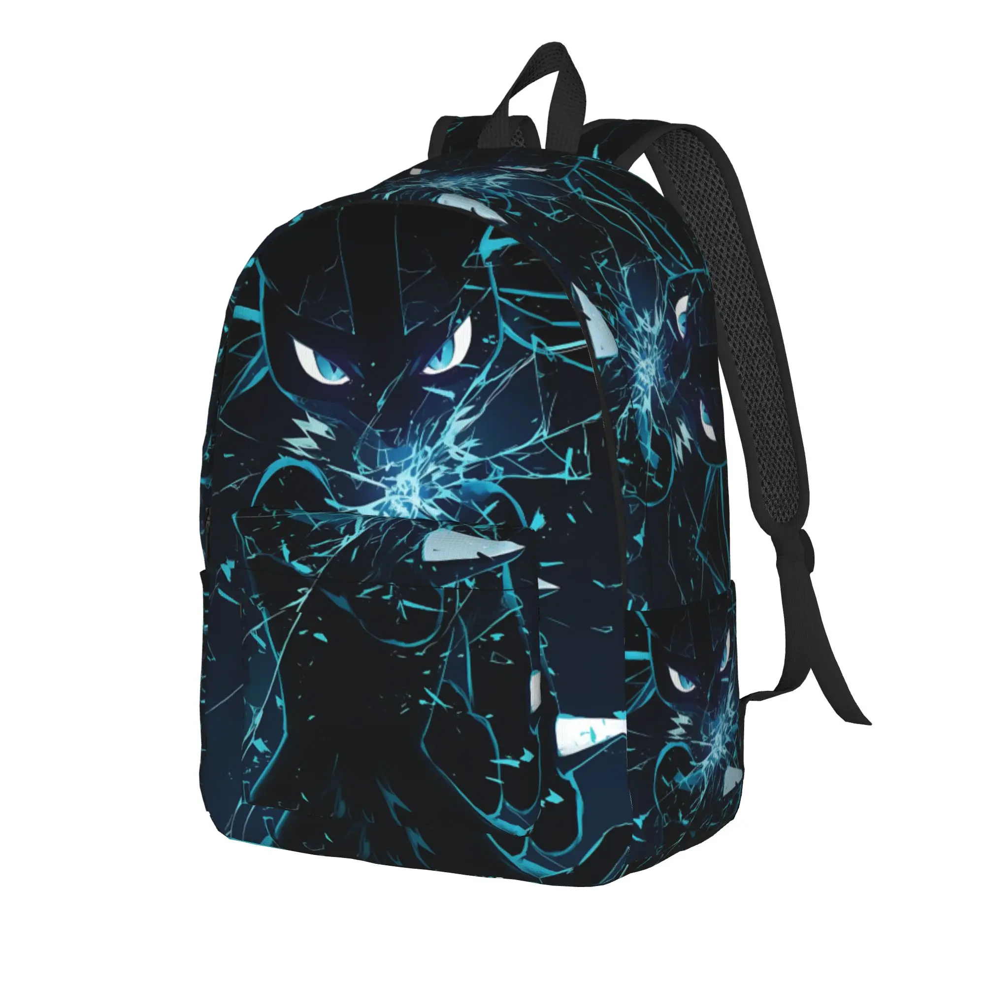 Fashion pokemon Broken Lucario Backpack  Mochilas Dual-Use Hiking Zipper Closure Rucksack