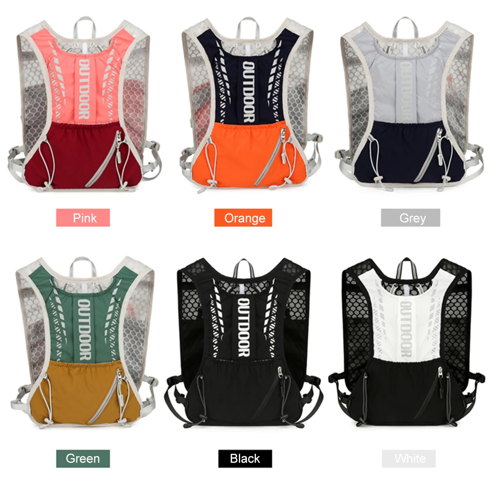 Reflective Hydration Running Vest Lightweight Outdoors Trail Running Backpack for Marathon Riding Bicycle Water Bottle Bag