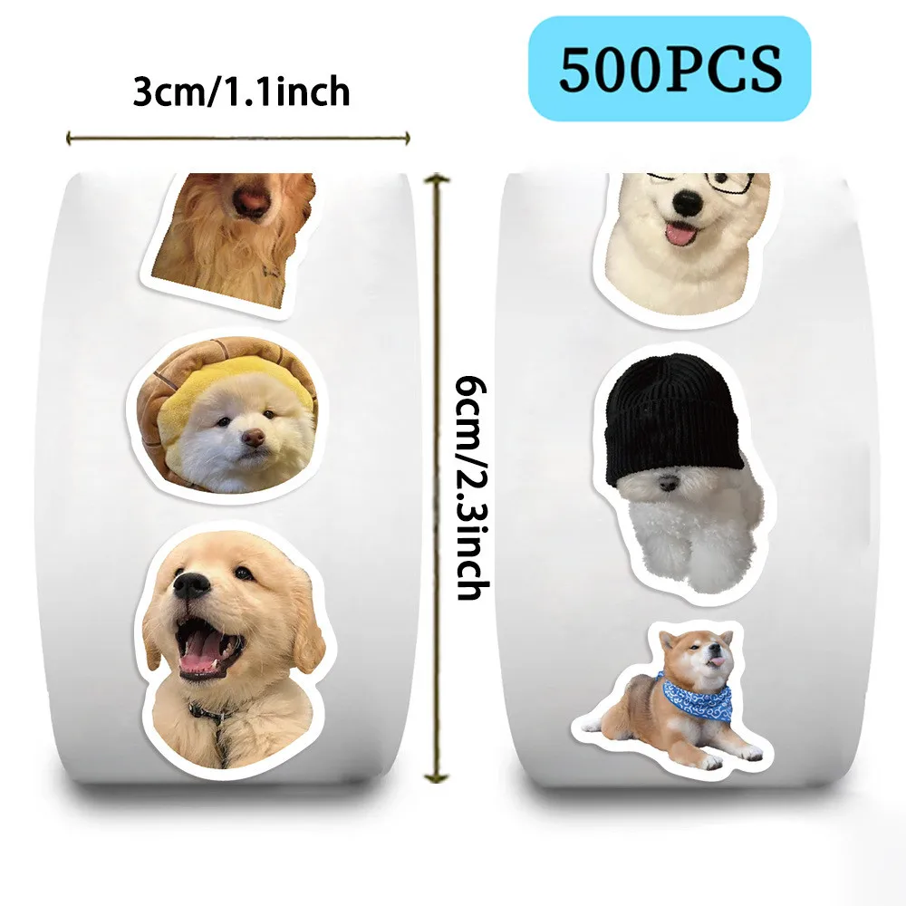 

500Pcs/Roll Hot-Selling Dog Emoji Washi Tape - Cute Puppy Decor for Journal & Envelope Sealing AnimeWorlds Store