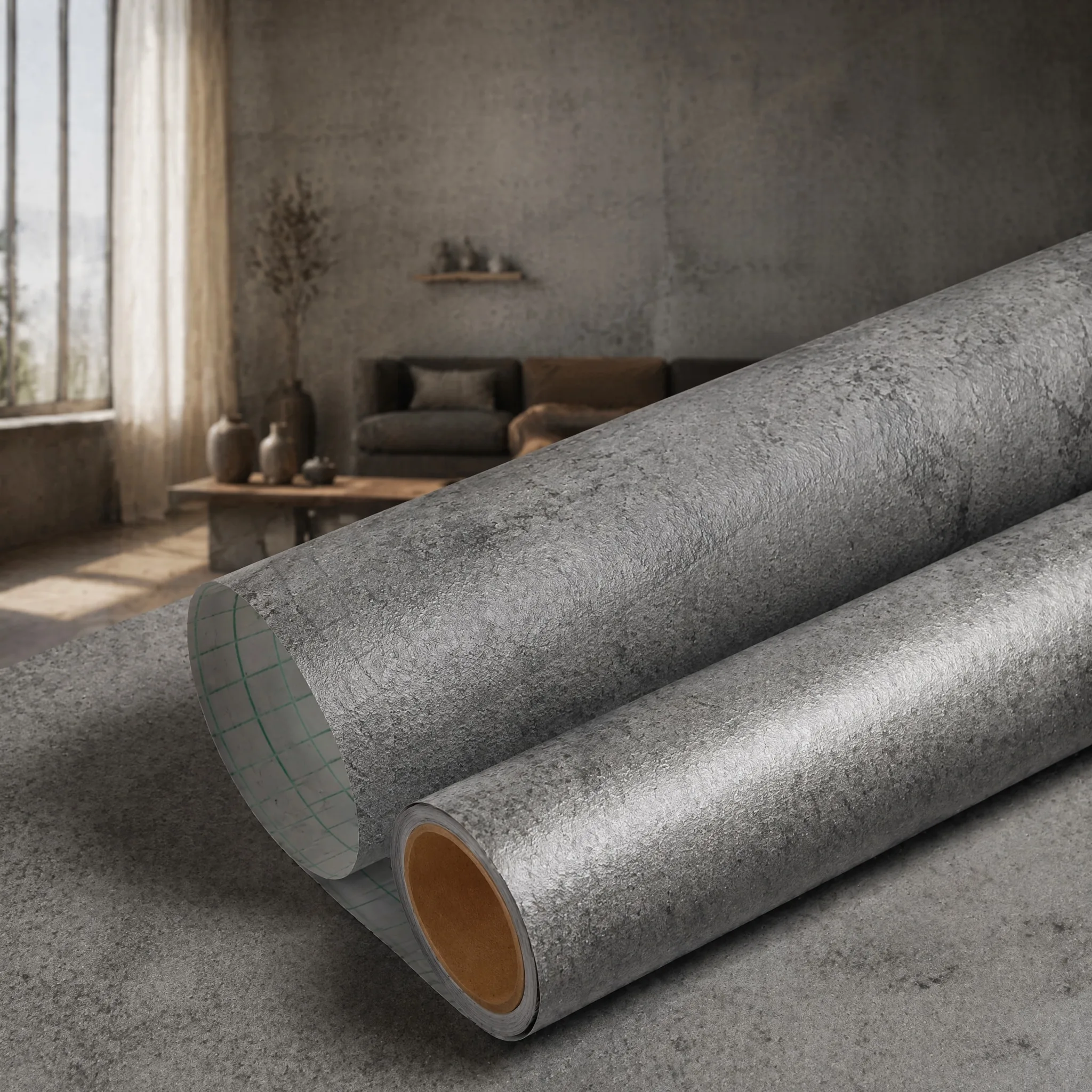 Matte Grey Micro Cement Peel and Stick Countertop Wallpaper Waterproof Oil Proof Self Adhesive Contact Paper for Kitchen Decor