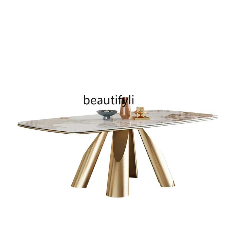 

Italian-Style Rock Dining Table Modern Minimalist Designer High-End Villa Bright Light Small Apartment Household Eating Table