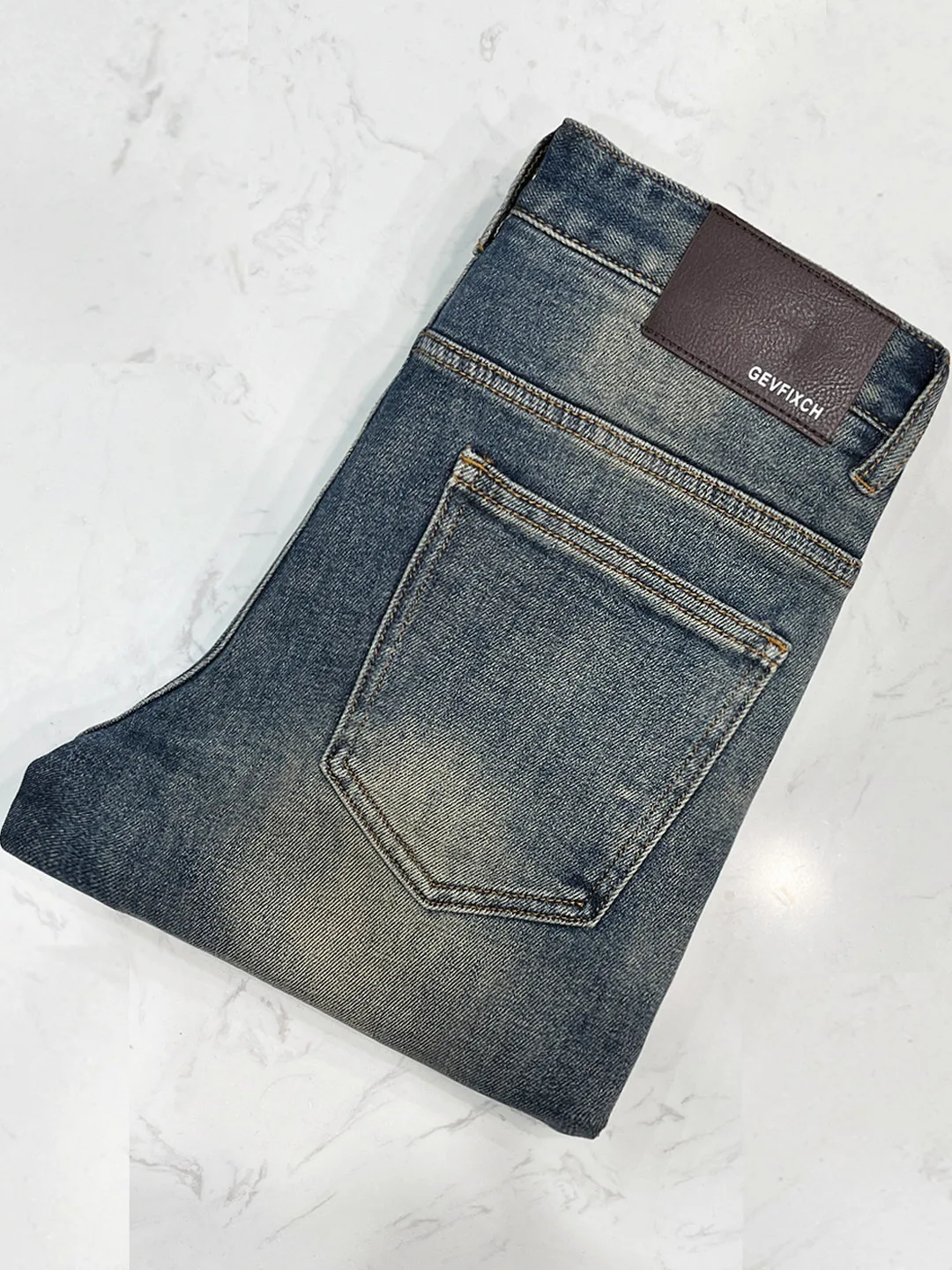 

Slim Fit Men's Denim Jeans Pure Color Waed Casual Versatile Simple Sle Autumn 2025 New European Sle Small Foot Pants