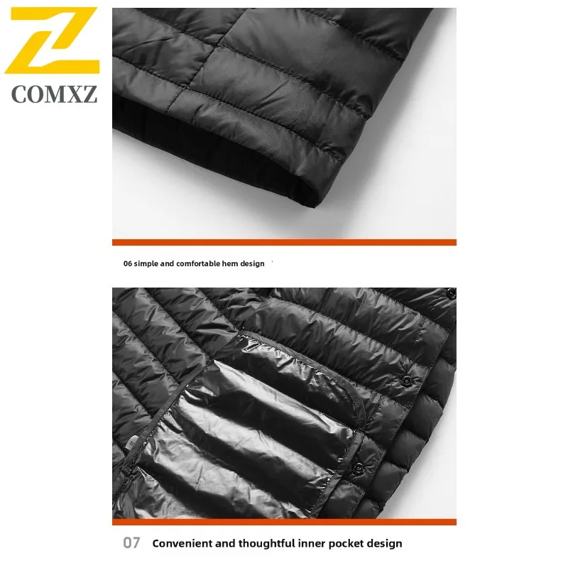 COMXZ Parker Coat Designer Versatile Loose Lightweight Minimalist Travel Padded Jacket Street Casual Down Jacket Men's Clothing