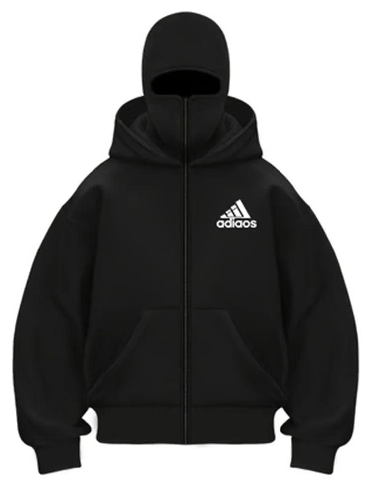 New autumn and winter fashion high-quality double-hat unique design sweatshirt, fleece windproof high street cardigan for men