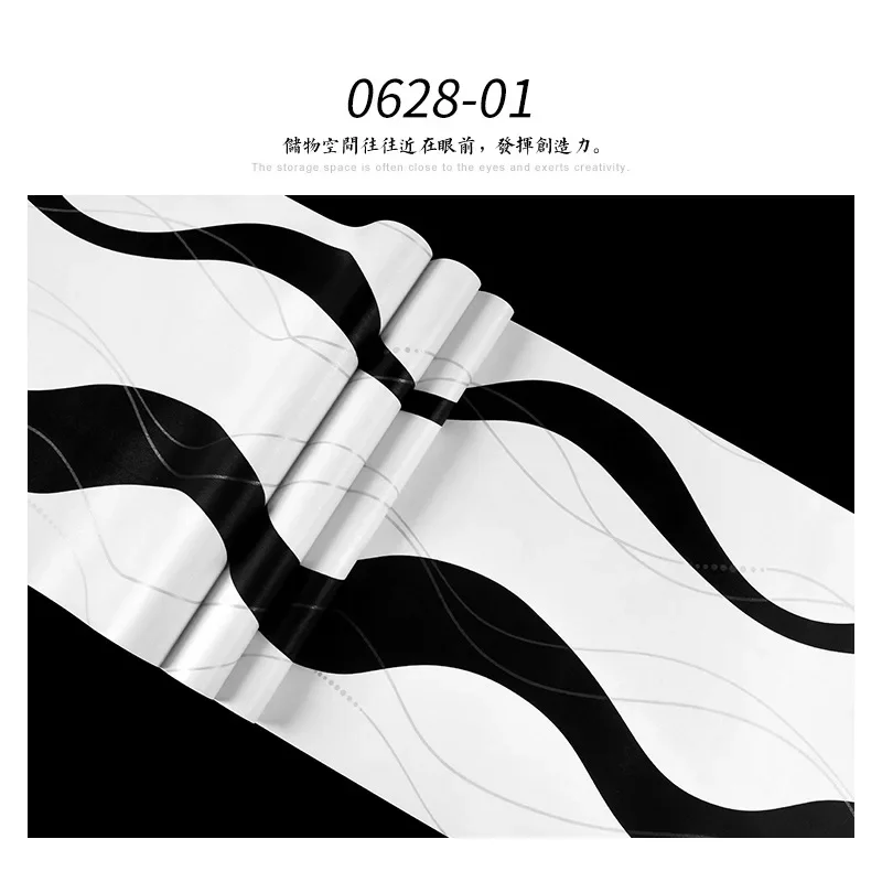 波状の壁紙黒と白の縦ストライプモダンなシンプルな幾何学北欧スタイルの寝室のリビングルームのテレビの背景の壁紙