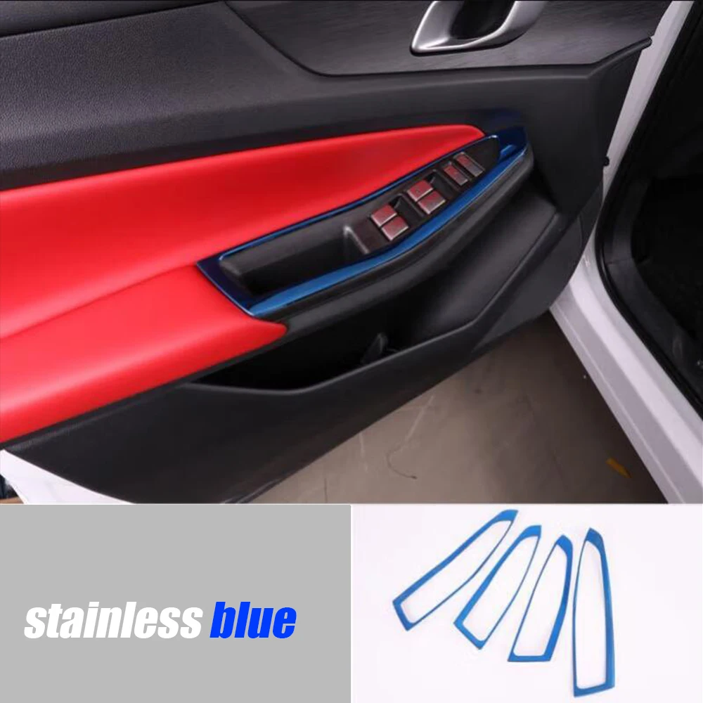 For Changan CS55 PLUS 2022 2023 Car Door Window glass Lift Control Switch Panel Stainless carbon black Stickers Accessories