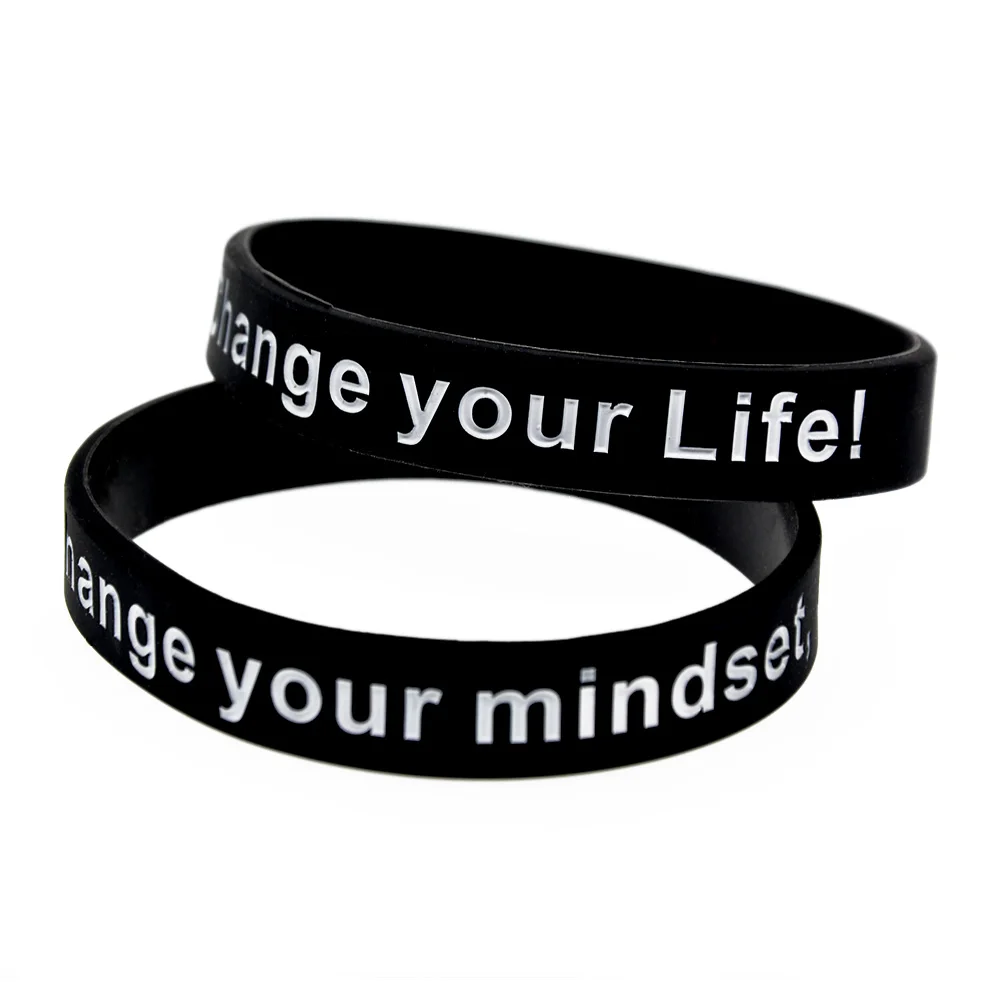 1 PC Inspirierendes Silikonarmband „Change Your Mind Set Change Your Life“ für Selbstverbesserung, Alltagsarmband – Detail 3