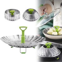 Stainless Steel Folding Steamers Anti-Scalding Lotus Steaming Tray Vegetable Steamer Fruit Food Basket Cooking Cookware Tools