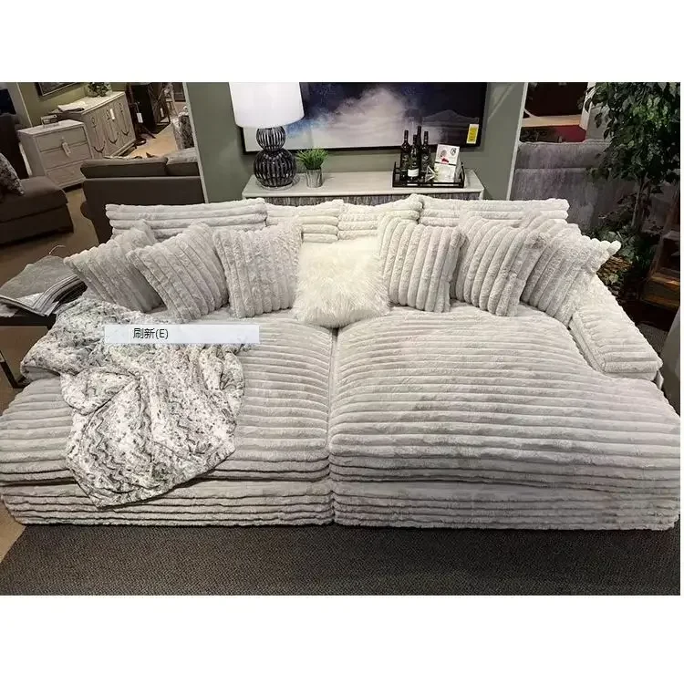 For Ultra Wide Deep Plush Fabric Sofa for Large Villas Living Room,  Luxury Super Large Plush Sofa for Cinemas Big Sofa