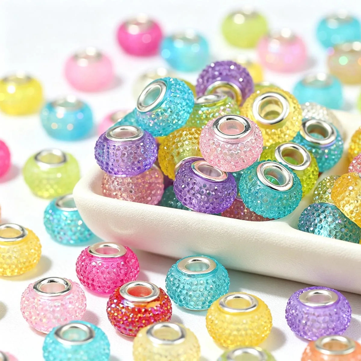 14mm Resin Mixed Color Bayberry Large Hole Round Beads DIY Handmade Jewelry Making Accessories for Necklace Bracelet Supplies