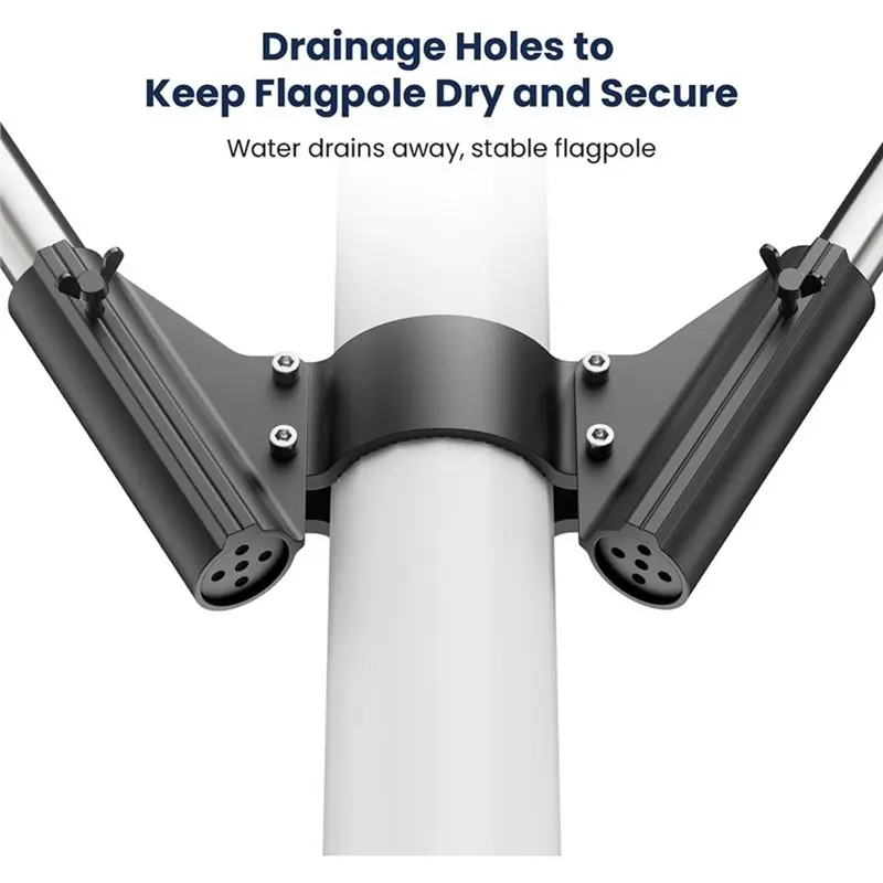 DT42-Aluminum RV Dual Flag Pole Mount For Trailer Tongue Jack, Flag Holder With Wing Screw Locking,For Flagpoles Up To 1