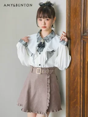 

Long-Sleeved Slimming Sweet Shirt Women's Fashion Casual All-Matching Tops Tomorrow Girlfriend Style Lolita Blouses