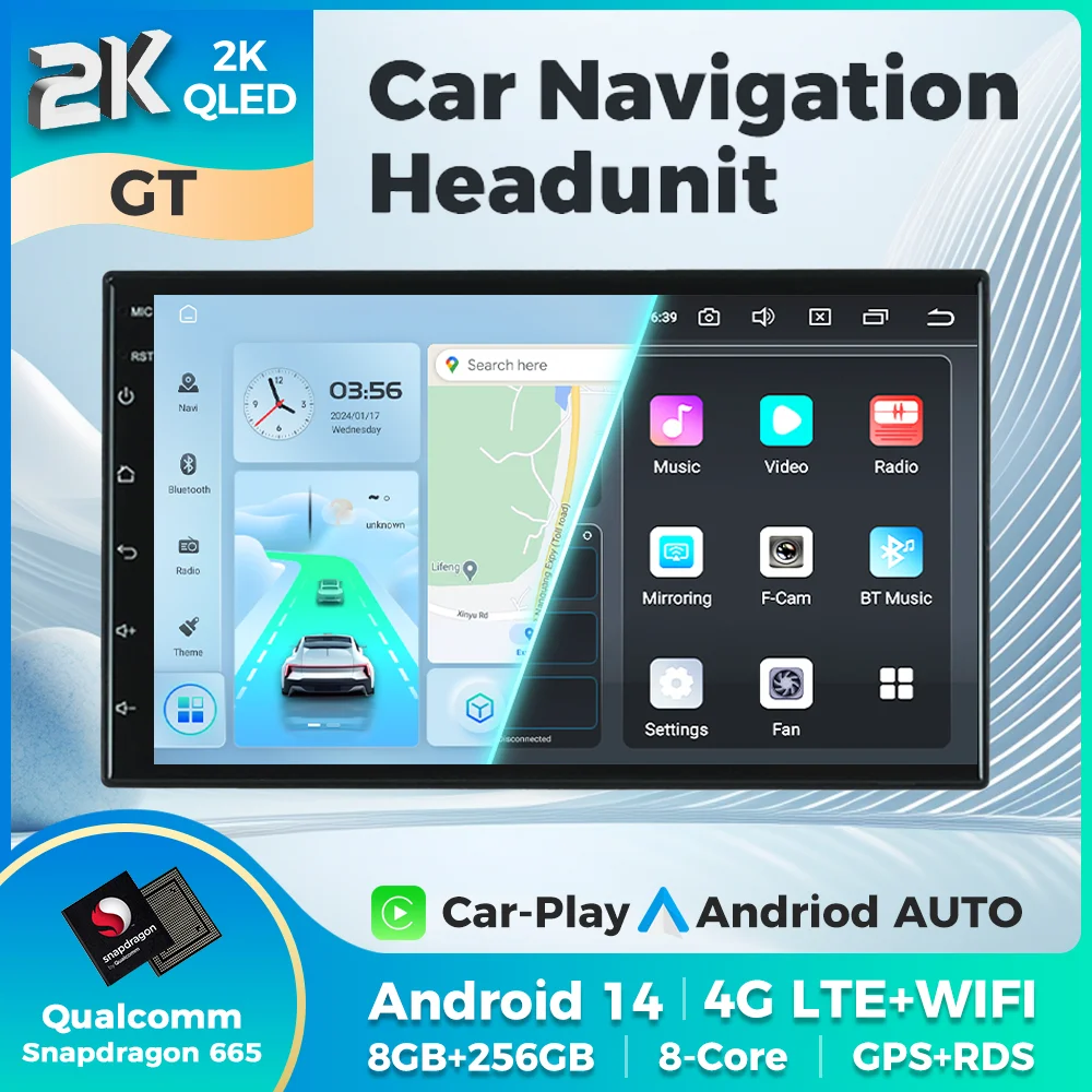 Navifly 7“ Qualcomm 665 Android 14 Car Radio Carplay Auto Universal 2K QLED Screen RDS For VW Nissan Hyundai Kia Toyota Renault