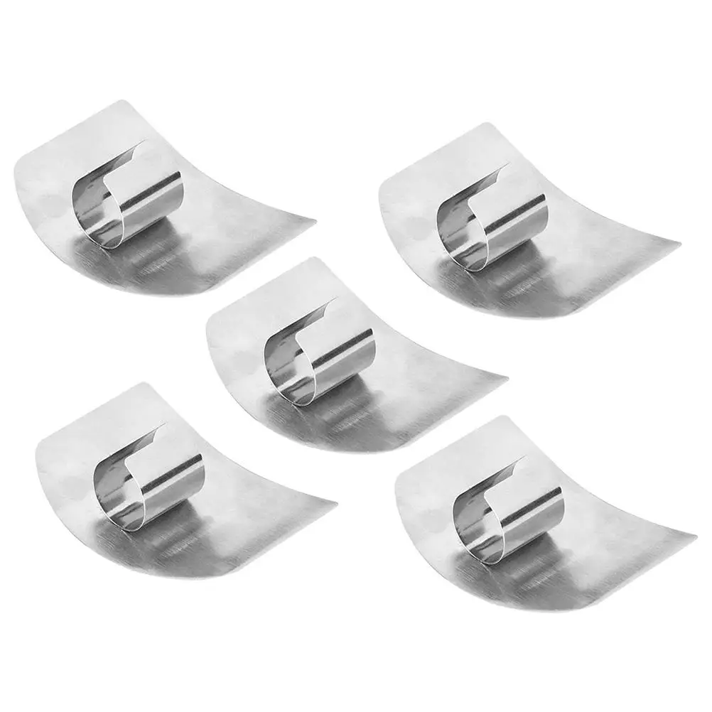 

5 Stainless Steel Finger Guards Safety Protectors Kitchen Tool Slice Cutting Chopping Dicing Protection Fits Various H Sizes