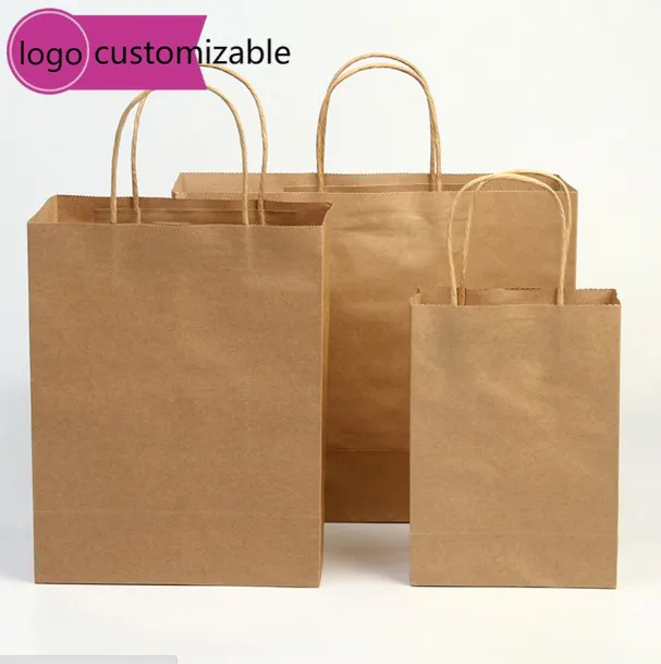 20 pcs Kraft Paper Shopping  Gift Candy Bag Multi-colour Paper handbag with Carrying Handle Wedding Gift Bag with Custom Logo