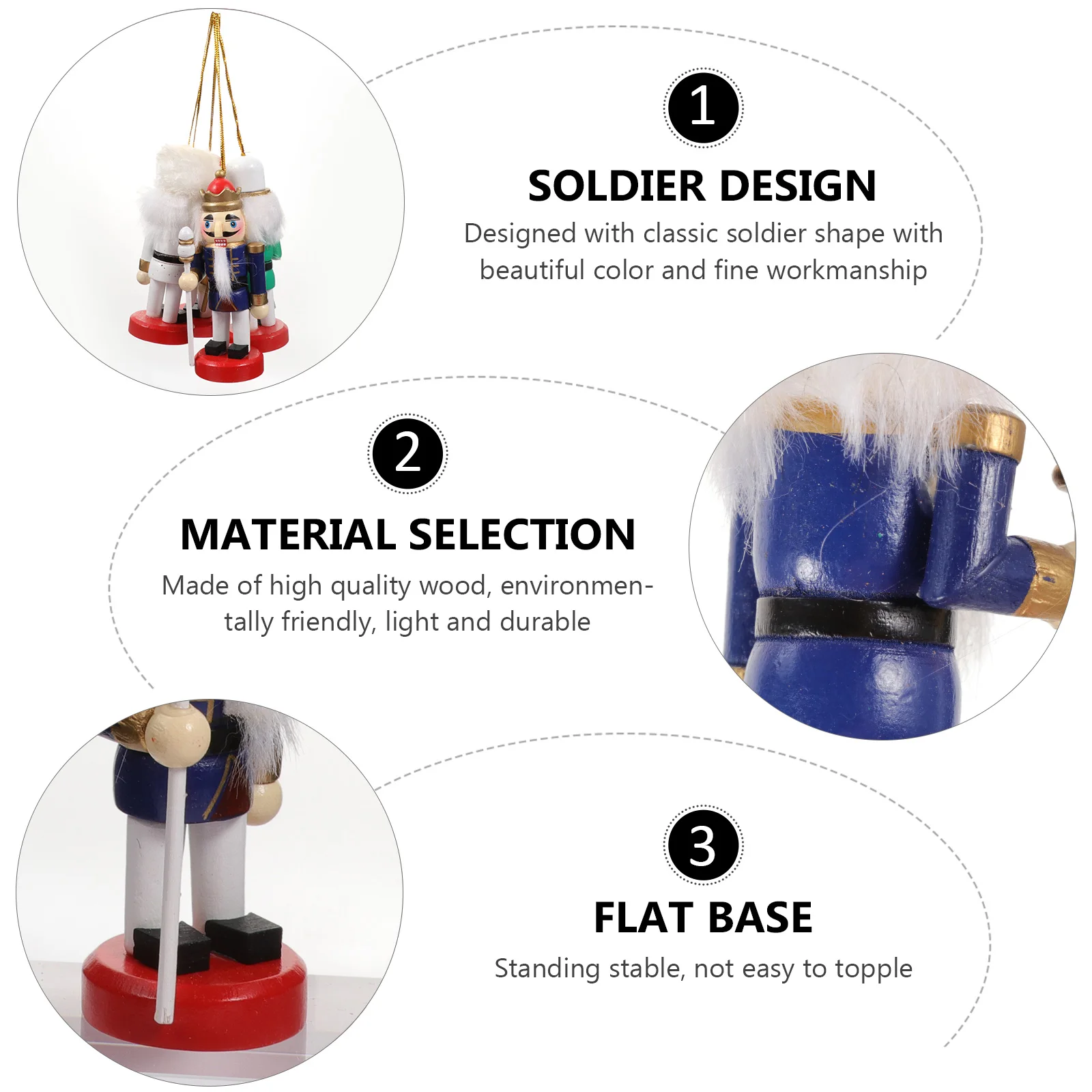 

4pcs Christmas Decoration Wooden Puppet Christmas Decoration Home Ornaments Walnut Soldier Desktop Decor