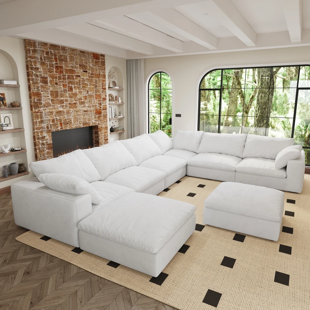 

Large size modular cloud sofa 8 seater down sofa bed apartment living room sofa 8seater