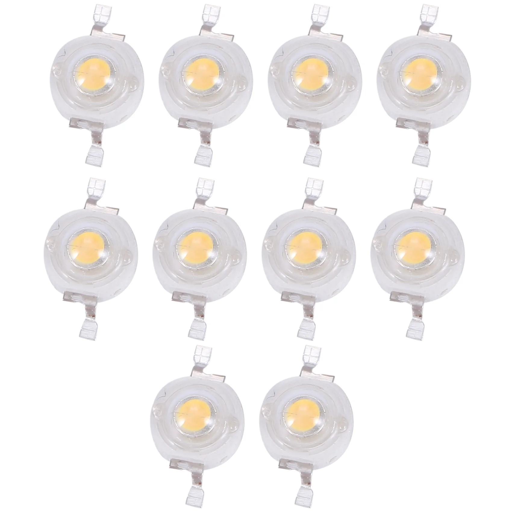 따뜻한 흰색 LED 비드 이미터, 고출력 2 핀, 3W, 100-110Lm, 10 개