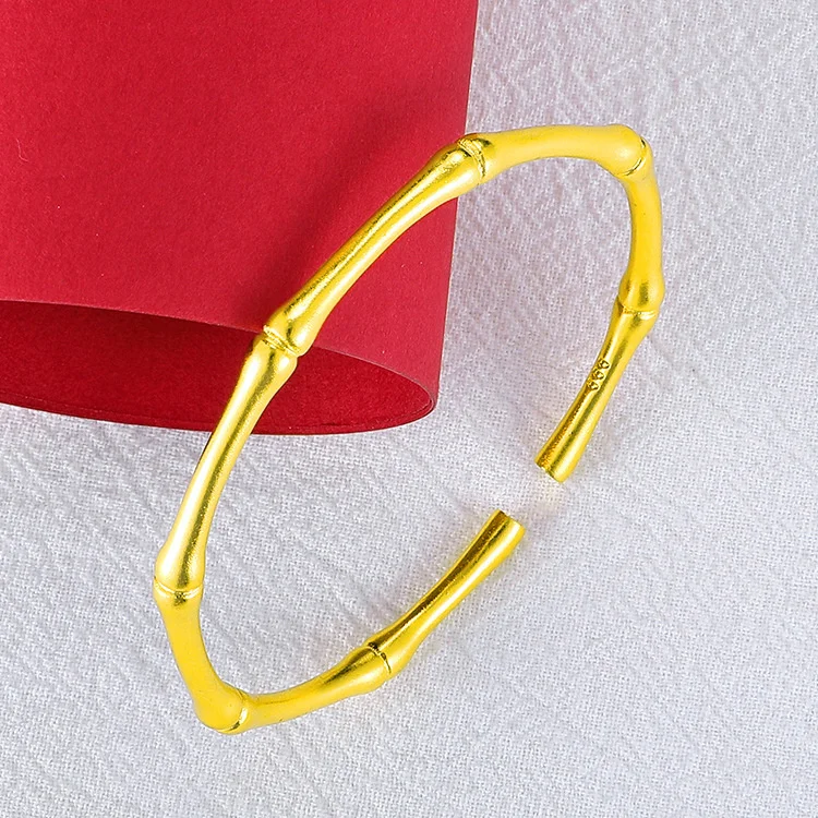 

African Ethiopian Wedding Jewelry Opening Bamboo Imitation Gold Bracelet Women's Long standing Bamboo Bracelet Gift