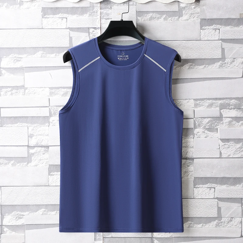 New High-quality Ice Silk Camisole Vest Summer Sports Oversized Running  Fitness Base Shirt Sleeveless Quick Drying T-shirt