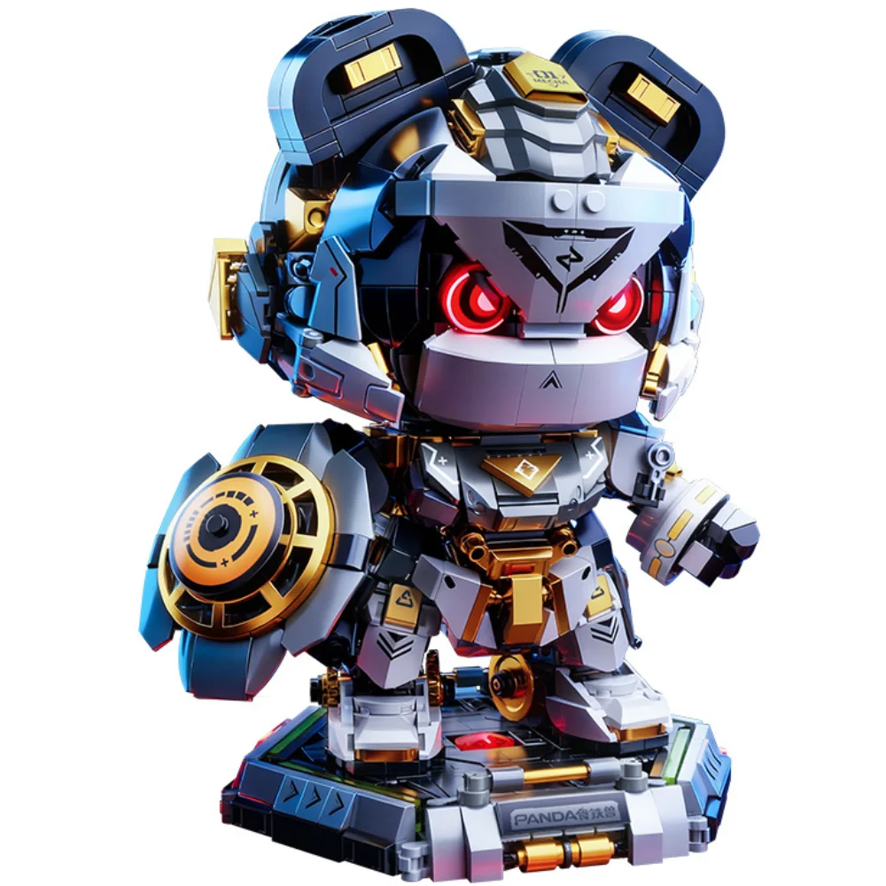 

ToylinX 23 см Panda Mecha Building Blocks Set LED Light Up Panda Robot Toy Mecha Model Kit для взрослых Kid Cool Action Figure Gift