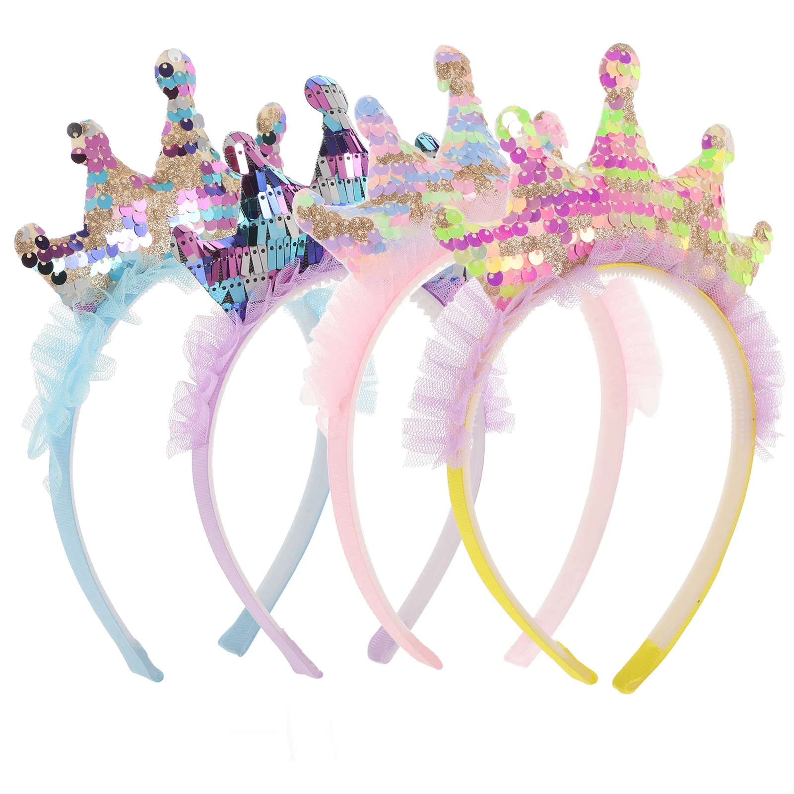 

4 Pcs Colorful Sequin Headbands for Girls Child Hair Bands Party Headdress Princess Accessories Birthday Family