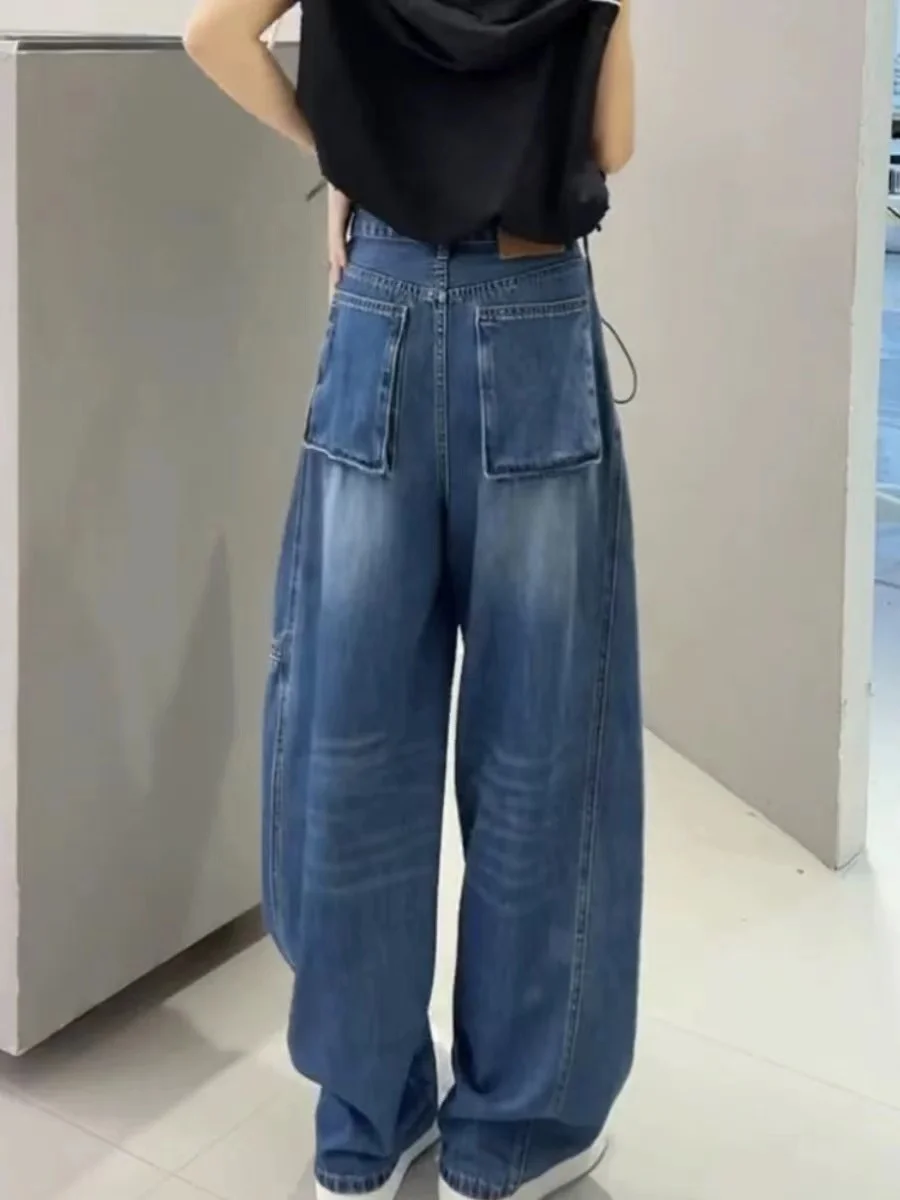 

plus Size American Sle Denim Jeans Women Loose High Waist Straight Leg Floor Length Pants Spring Autumn Seasonal Faion