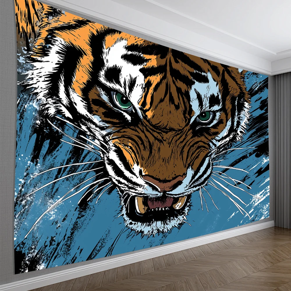 Giant Tiger Wall Tapestry Hanging 180x280cm Jungle Aesthetic Animal Print Decor Modern Pop Art Home Decor Room Artwork