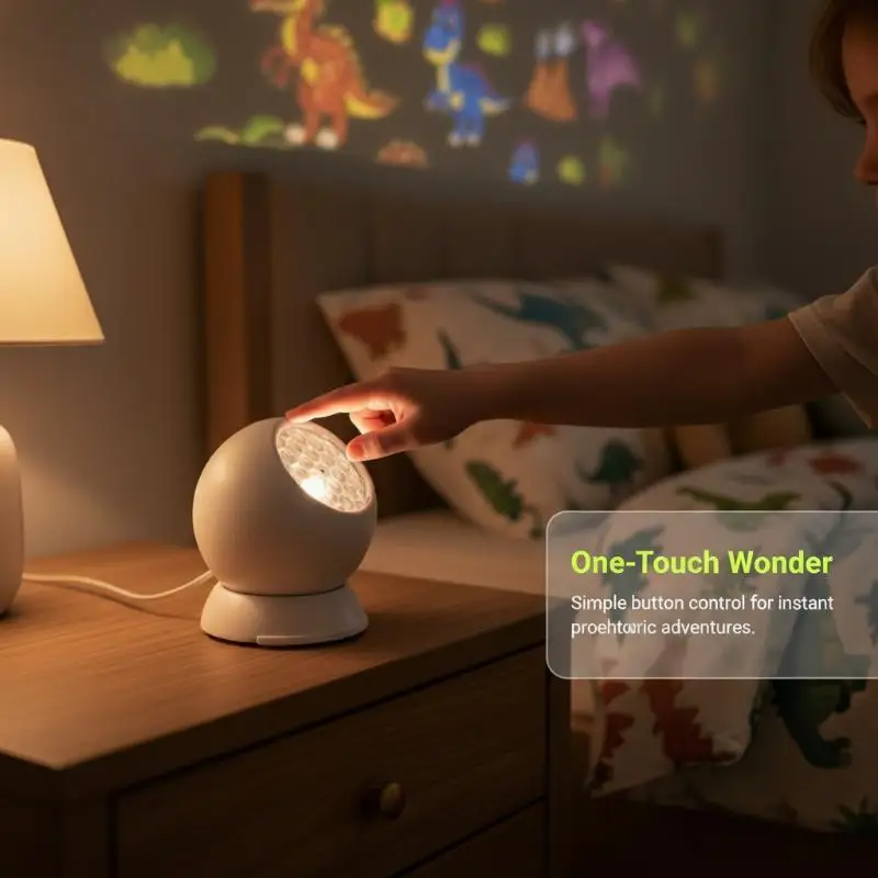 Dinosaur 360° Rotation Dynamic Projection Lamp USB Powered Night Light for Bedroom Living Room Decor