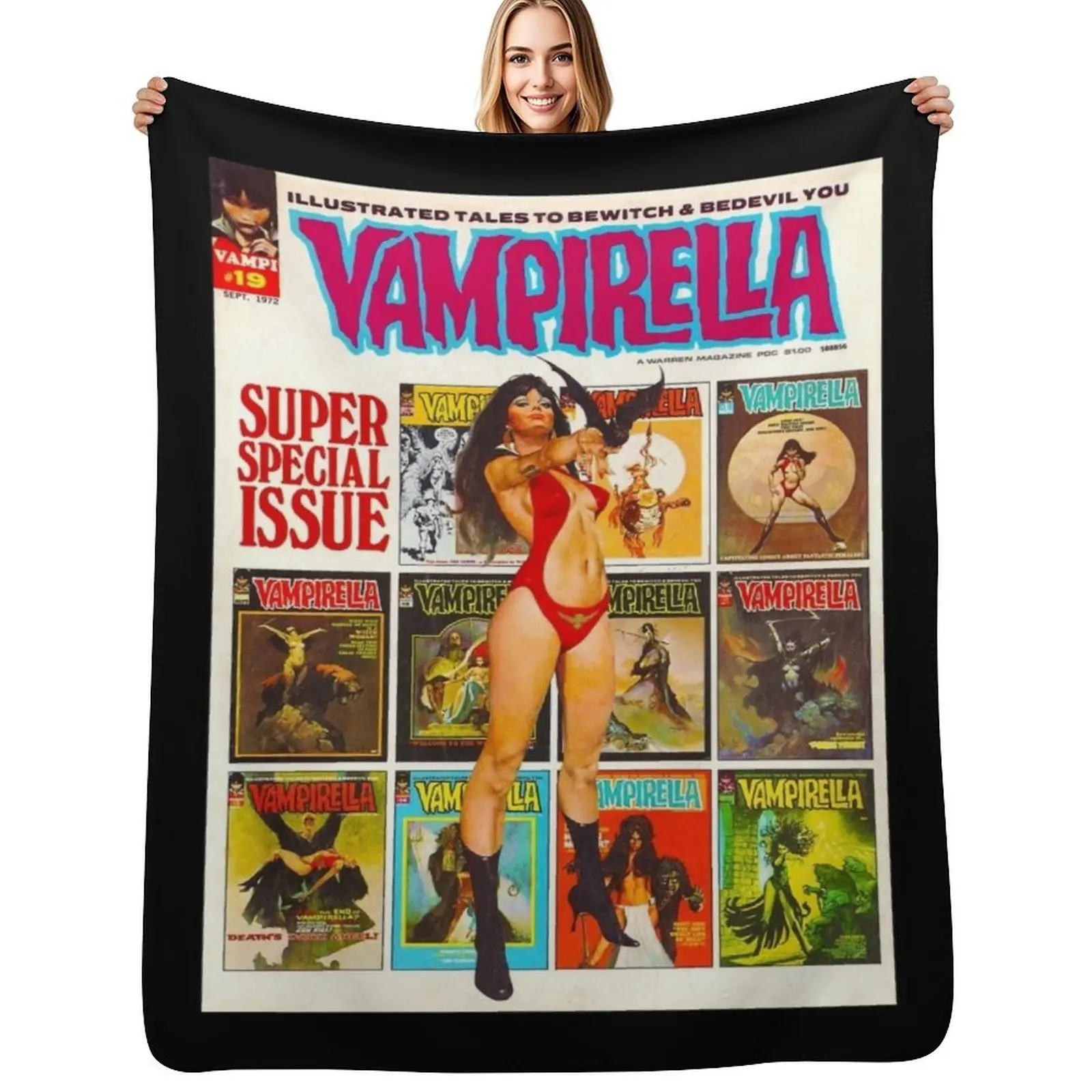 ¡SÍ, OTRA EXCELENTE PORTADA DE LA REVISTA VAMPIRELLA EN ESTILO VINTAGE! # 19 Mantas suaves para aire acondicionado, para oficina y hogar