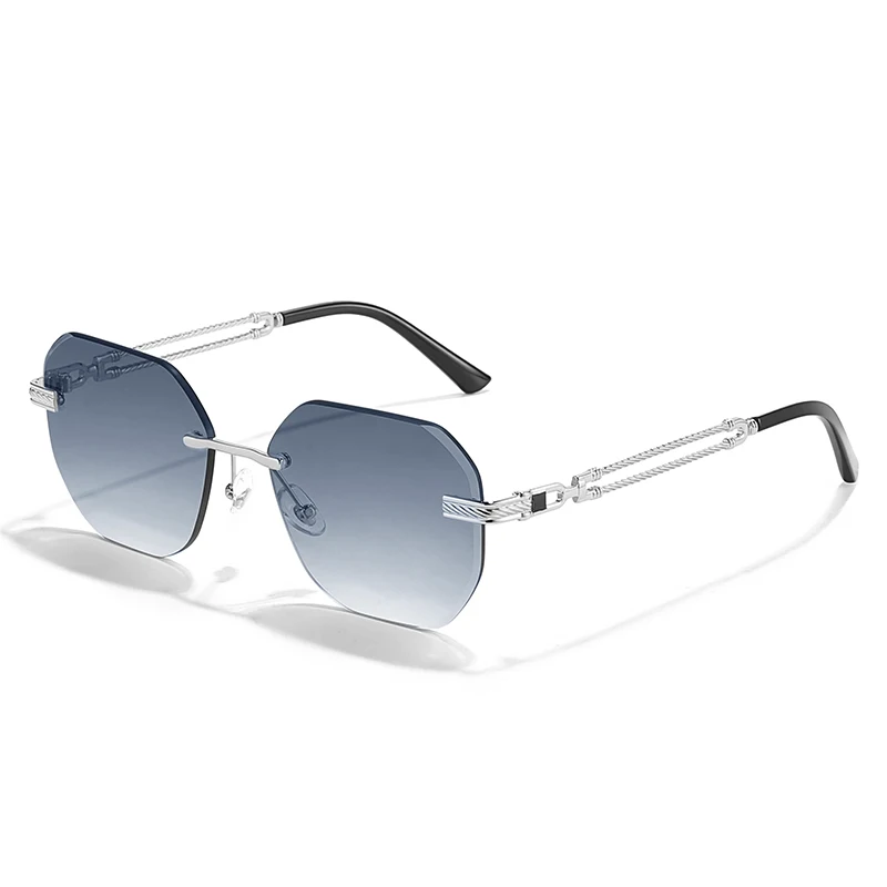 CATERSIDE Pilot Randlose Sonnenbrille Männer Polygonal Metall Rahmen Frauen Sonnenbrille Strand Einkaufen Geschenk Party Brillen Sommer Stil – Detail 9