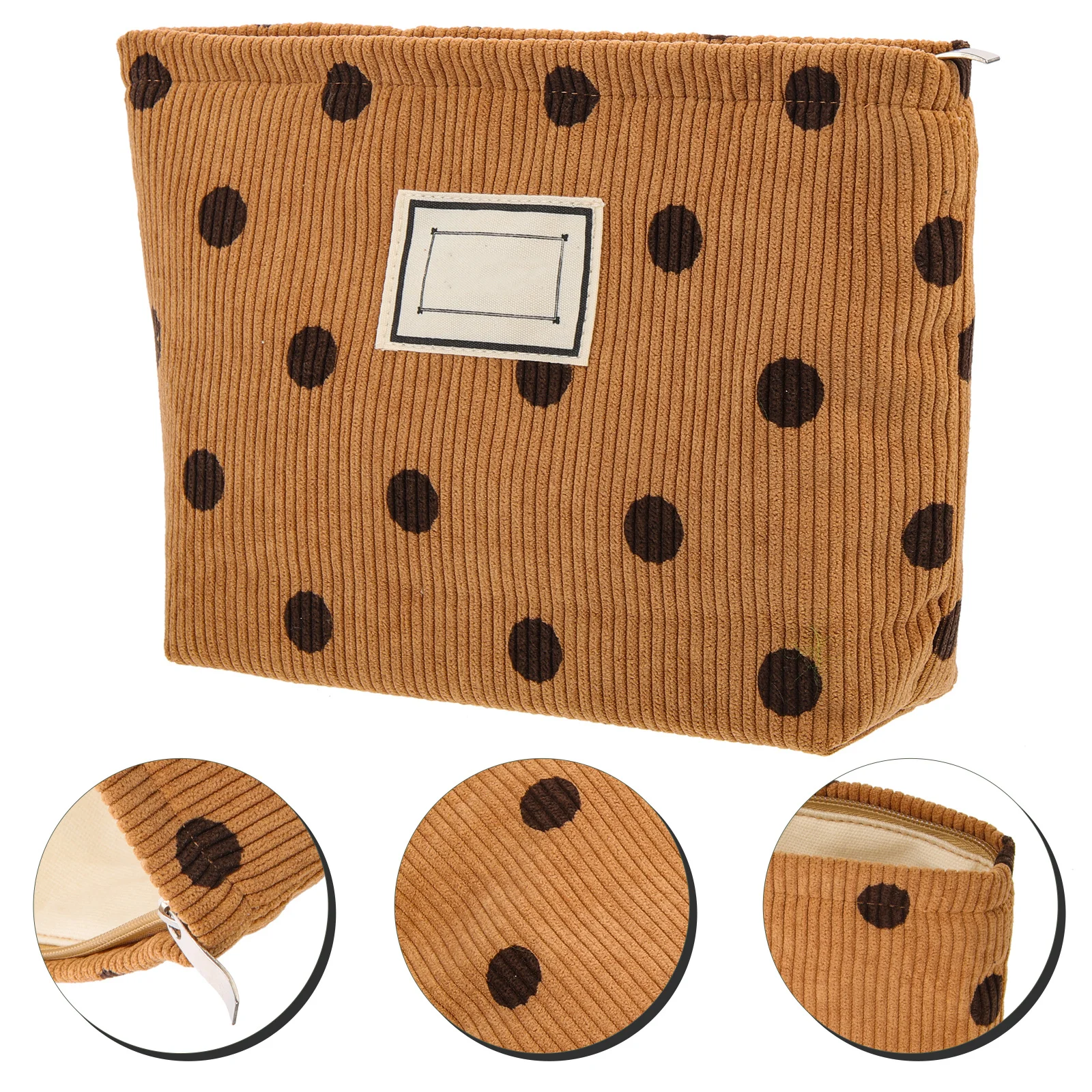 

Vintage Style Corduroy Makeup Bag Large Capacity Waterproof Travel Toiletry Organizer Portable Pouch for Women