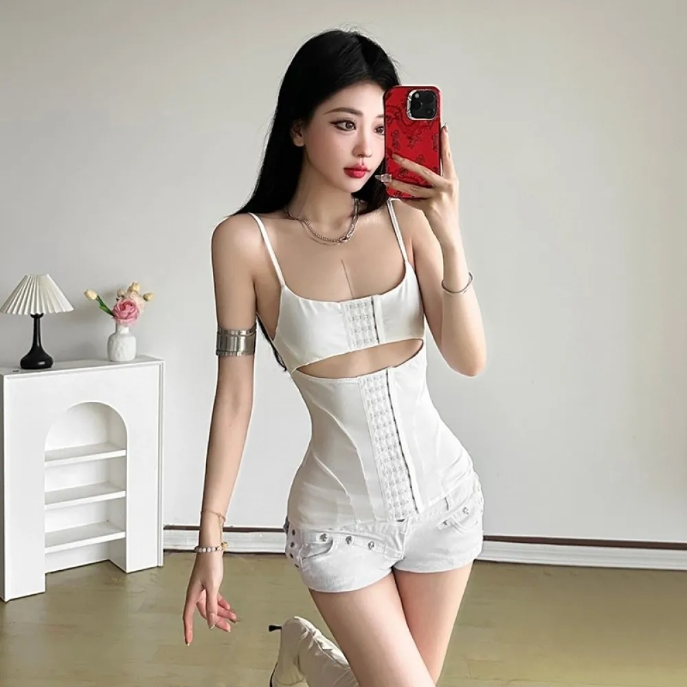 SylCue Fashion Hollow Vest Women Sling Off Sleeves Backless Skinny Stretch Hot Chick Street Hipster Atmosphere Style Outfits image 5