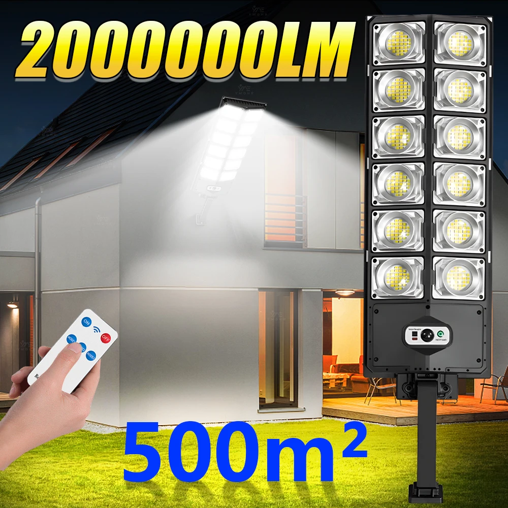 2000000LM Ultra Powerful Outdoor Solar LED Lights 500m² Motion Sensor Solar Street Light IP65 Waterproof Wall Lamp Garden Lights