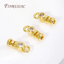 5/10Pcs 18K Gold Plated Chain Cords Crimp End Caps With Loop Cord Tube Barrel End Cap Fittings DIY Jewelry Making Supplies