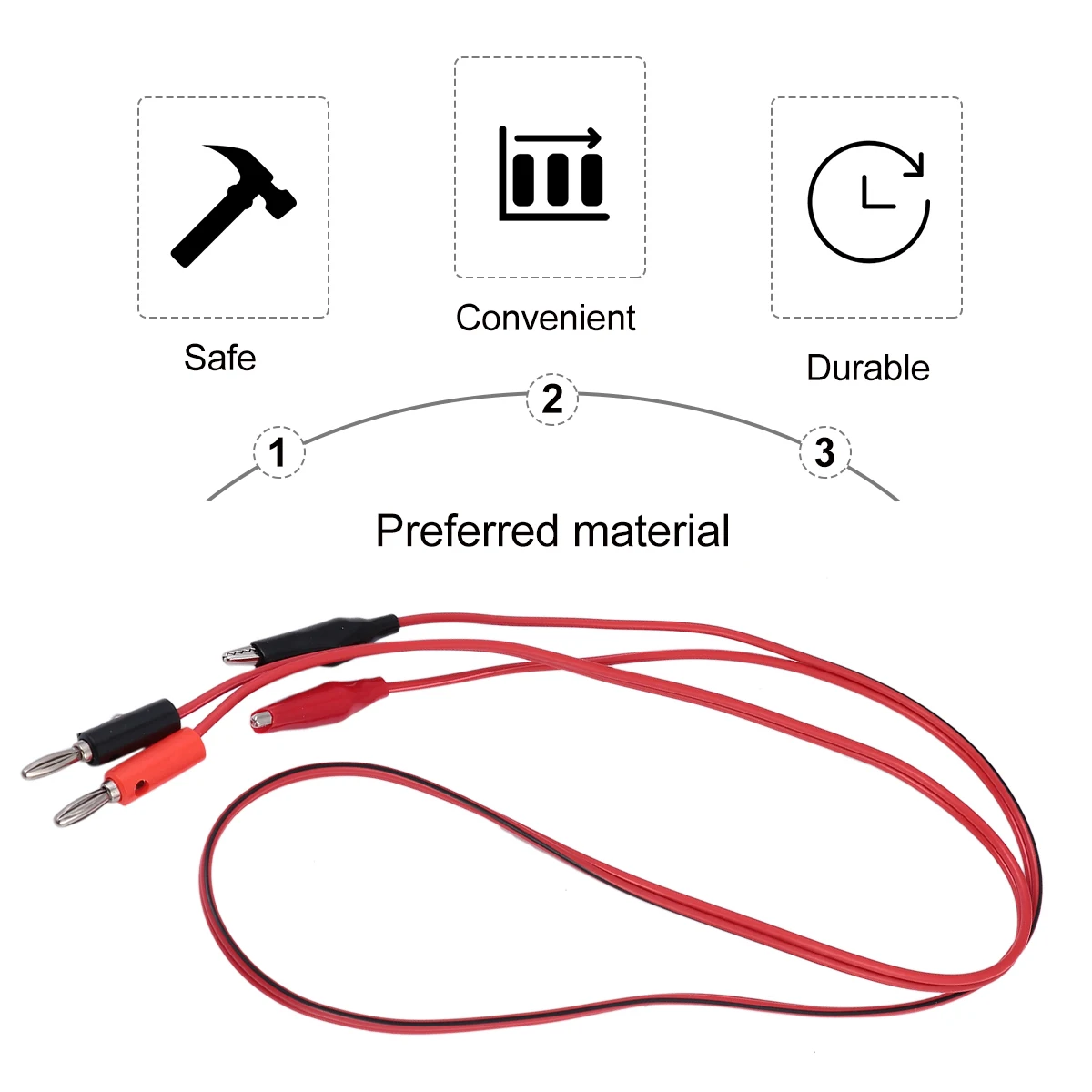 

5pcs 1M Test Line Copper Banana Plug To Crocodile Alligator Clip For Temporary Circuit Motor Testing Stackable 4Mm Pure Copper