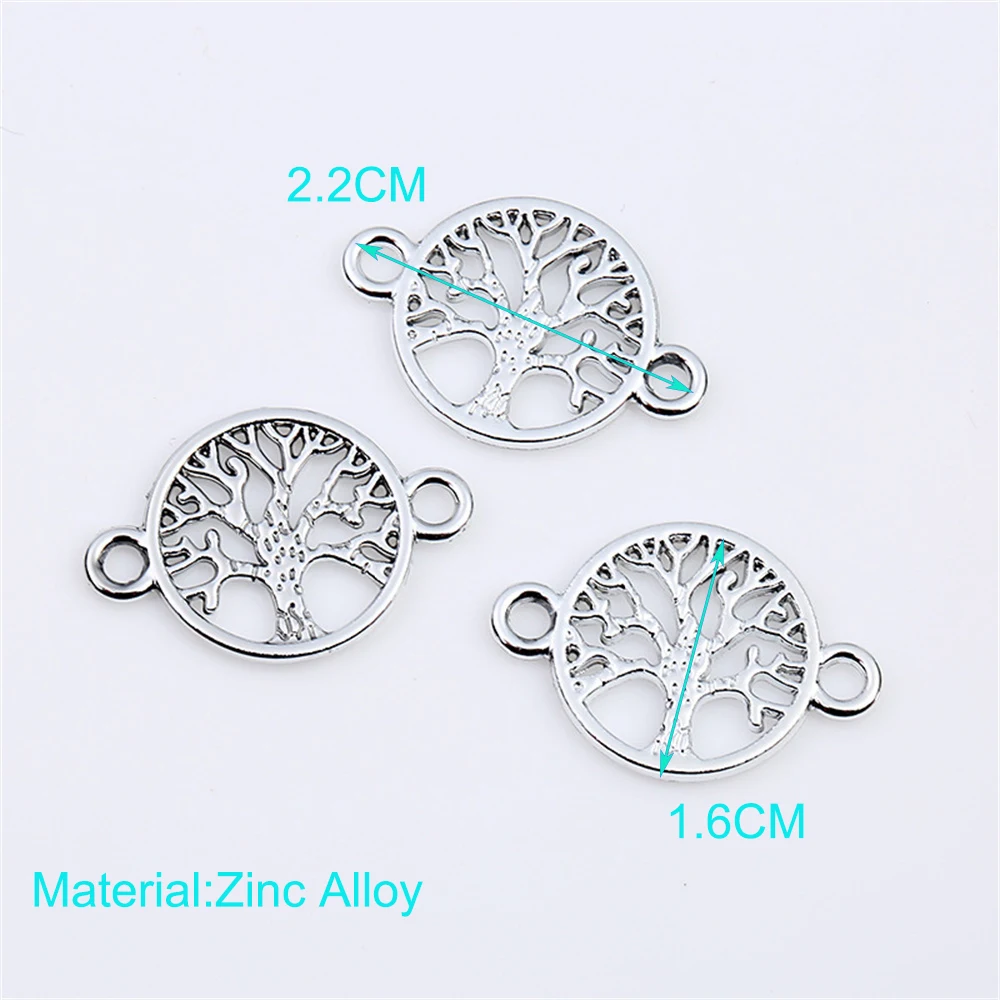 10pcs Rose Gold Silver Life Tree Pendant Connector for Jewelry Making Charm for Bracelet Necklace DIY Handmade Jewelry Findings