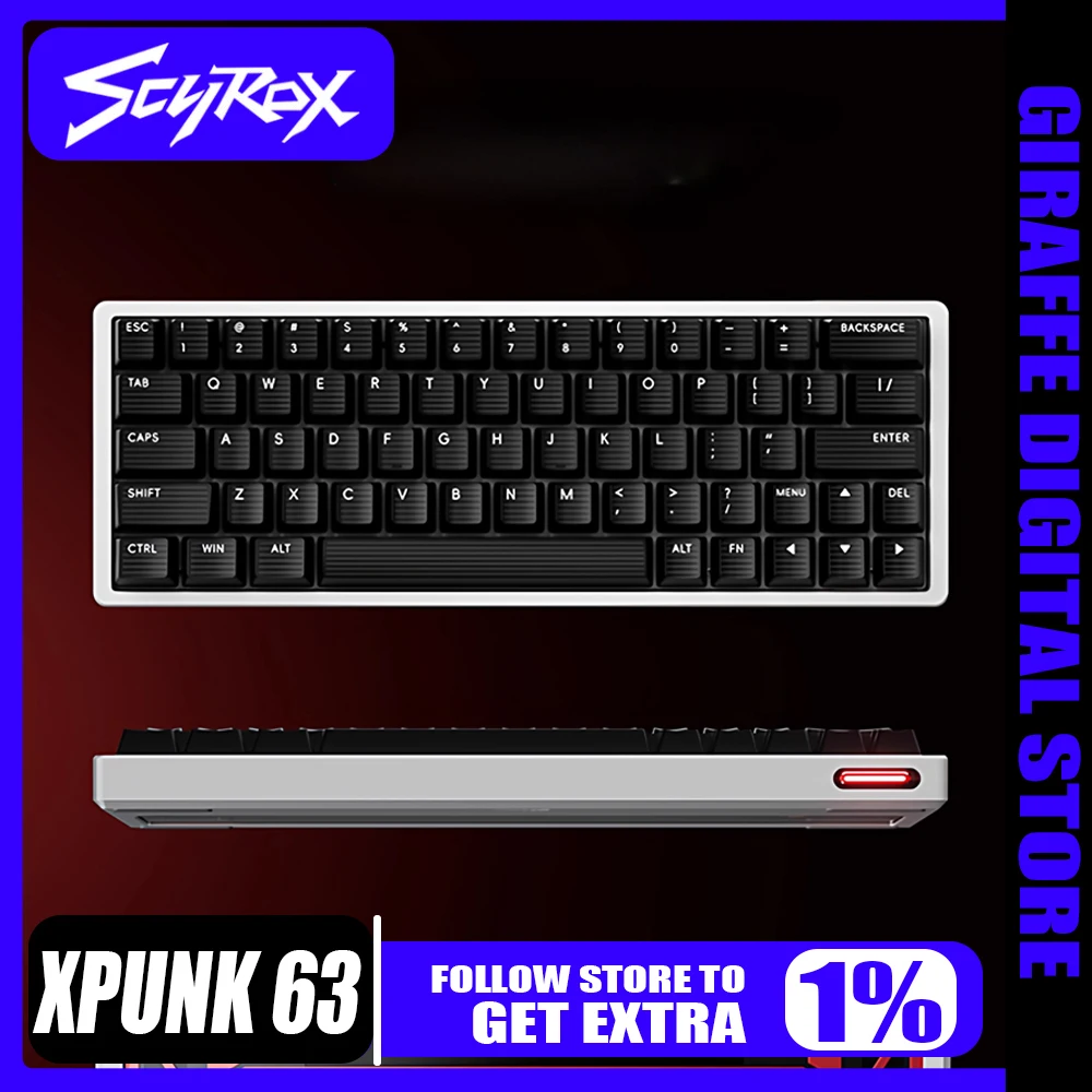 

SCYROX Xpunk 63 E-sports Magnetic Axis Keyboard Gaming Axis All Aluminum Alloy CNC Keyboard Racing Skeleton Structure Game Gift