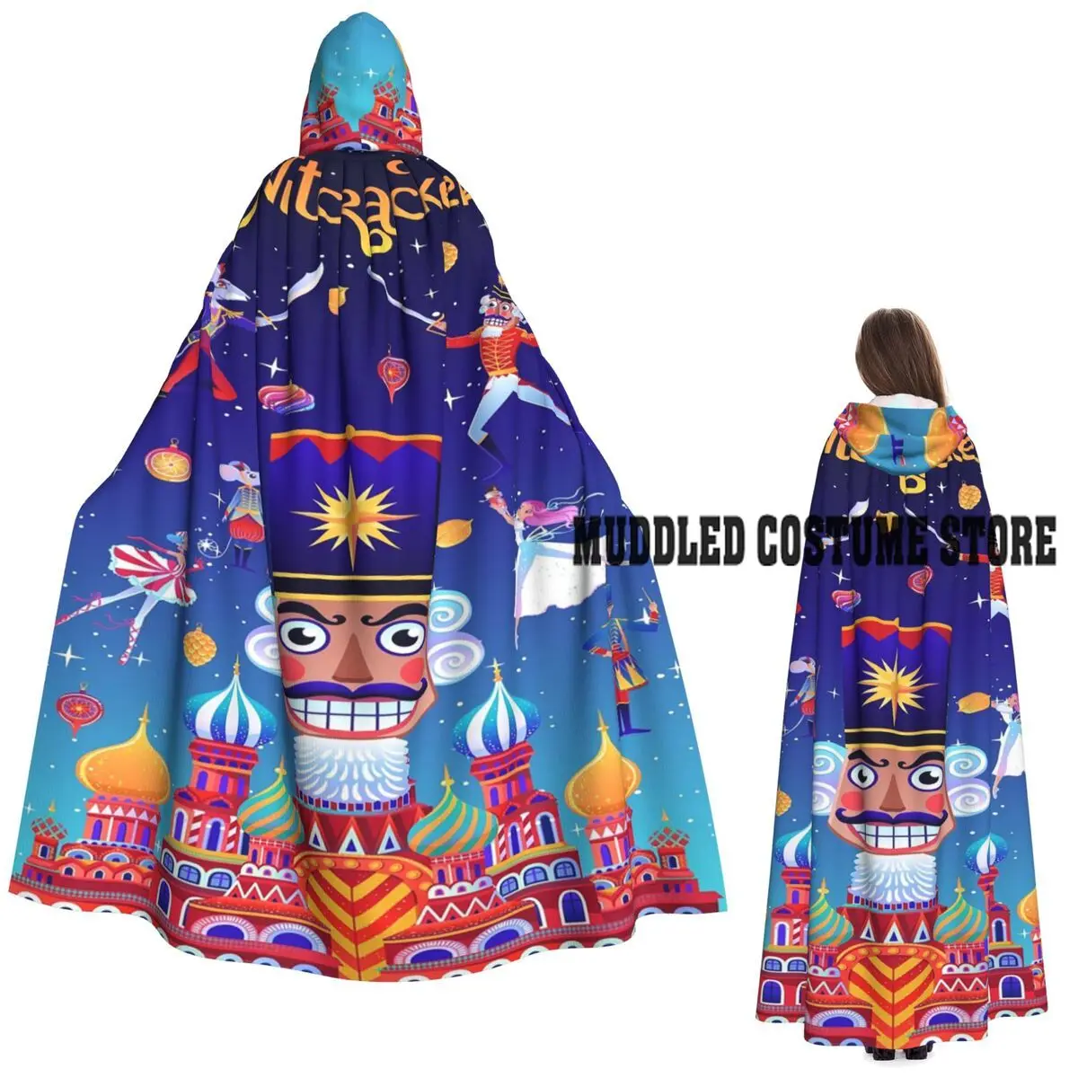 

Рождественский Рождественский Щелкунчик Длинный Плащ с Капюшоном Ведьма Средневековый Костюм Косплей Накидка ХэллоуинВечеринка Взрослый Унисекс